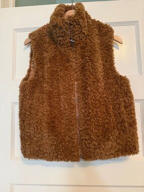 COS Brown Sherpa Zip Vest